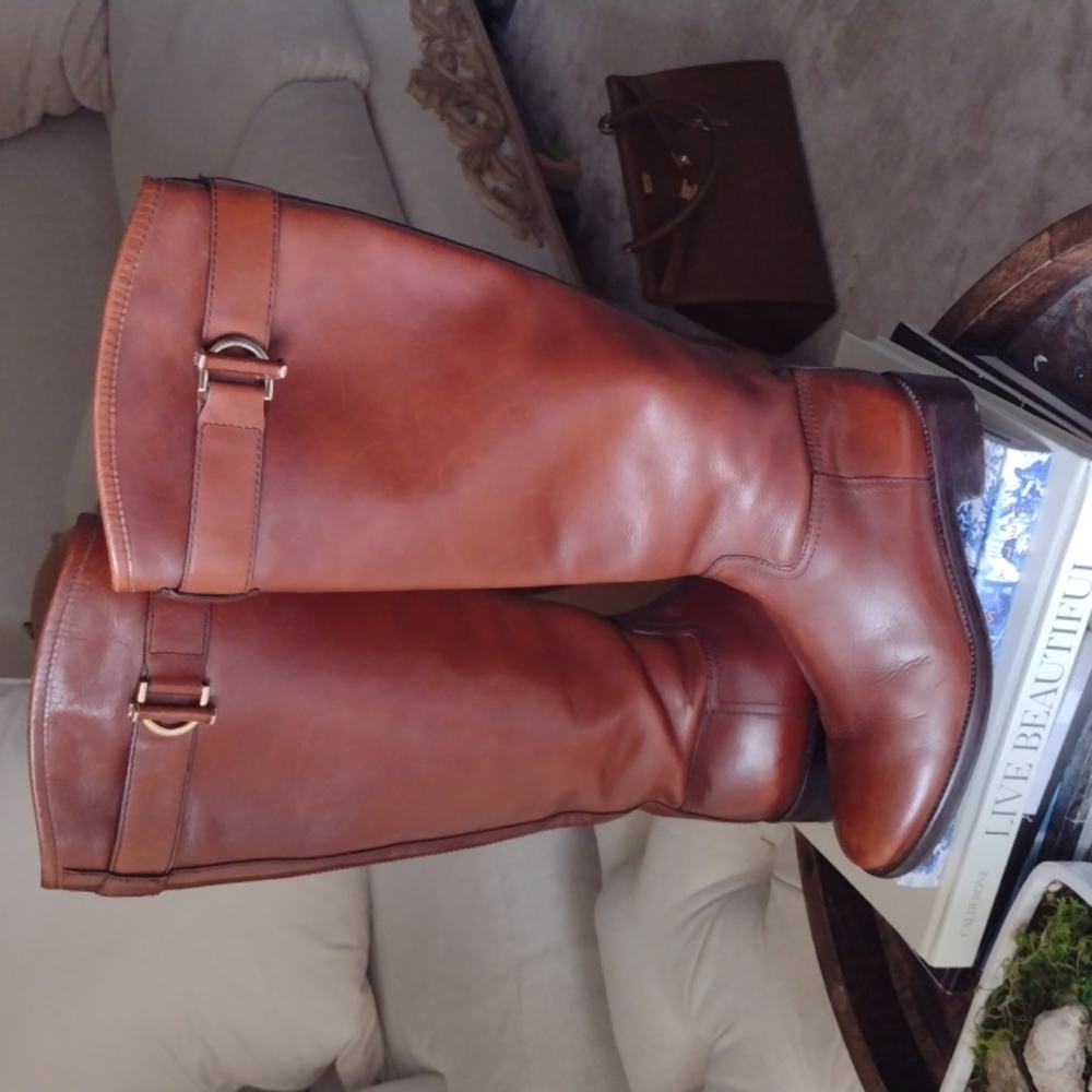 Tory Burch Cognac / Burgundy Leather Booyst